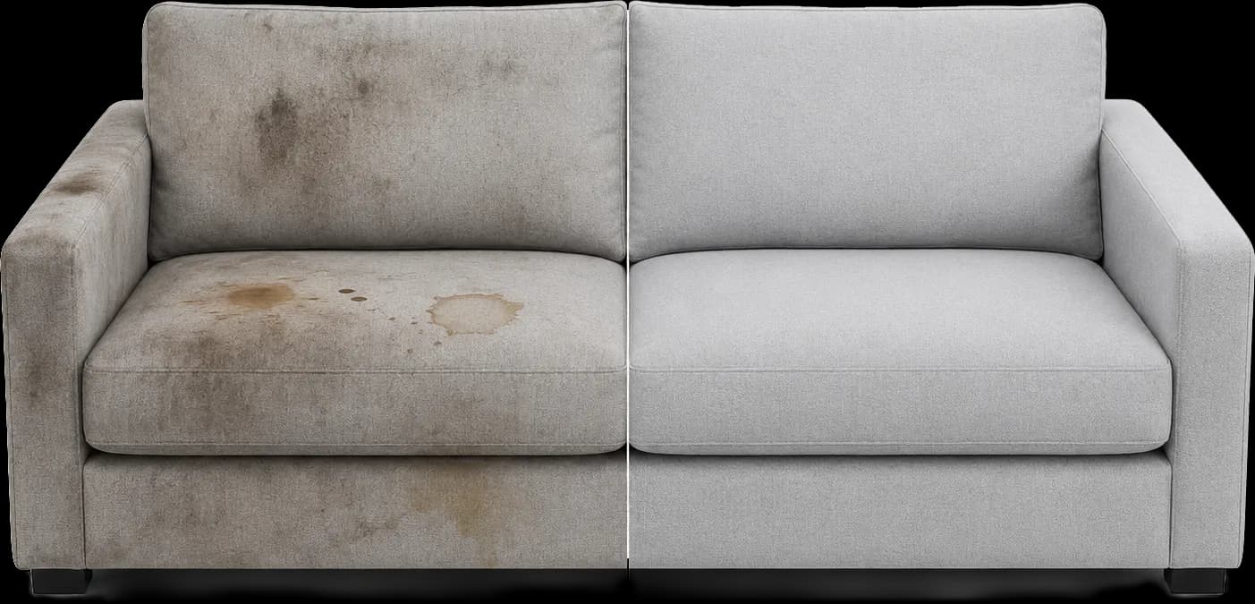 Before/After sofa cleaning, split frame